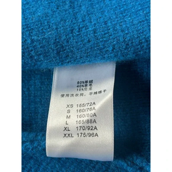 Celine Modele Depose Wool Cashmere Blend Sweater Coat Stunning Blue Buttons L - Picture 9 of 11